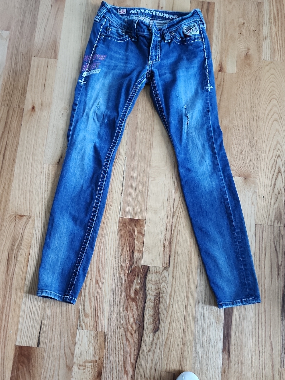 Affliction Women's Skinny Jeans in Blue Denim